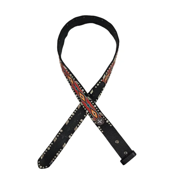 ARIAT BEADED WESTERN LEATHER BELT WITH BUCKLE - Picture 6 of 15